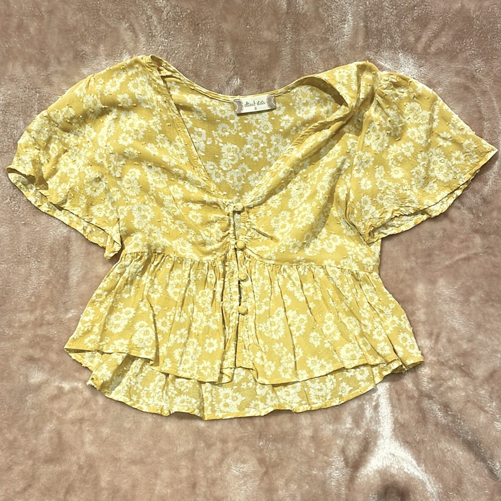 Alterd State Yellow Flower Cropped Blouse